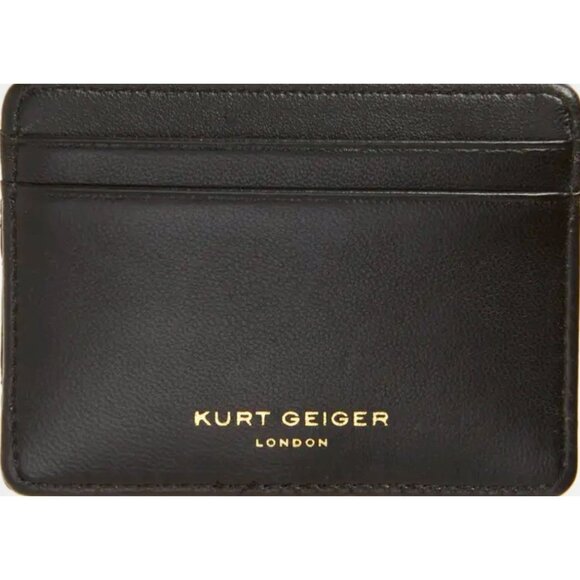 Kurt Geiger Quilted Leather Card Holder Crystal Eagle Head New in Box-Black - Picture 4 of 16